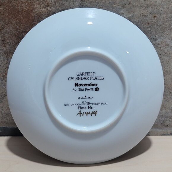 Garfield Calendar November Plate Jim Davis Plate No A 1444 Danbury Mint - Picture 4 of 14